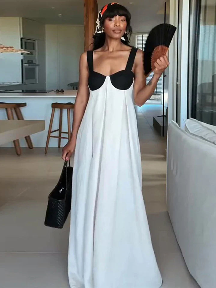 Damen Maxikleid mit Bustier Oberteil und breiten Trägern