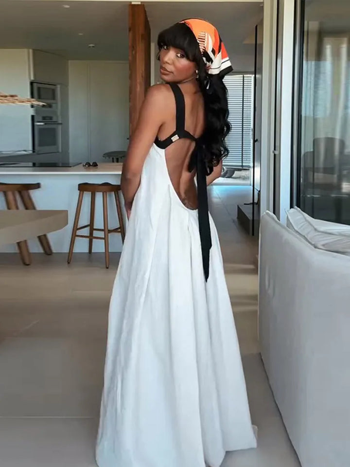 Damen Maxikleid mit Bustier Oberteil und breiten Trägern
