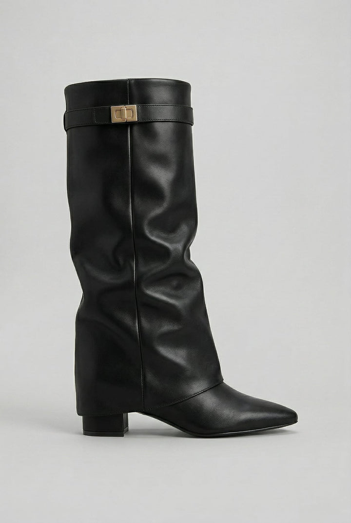 Damen Knielange Stiefel mit Blockabsatz
