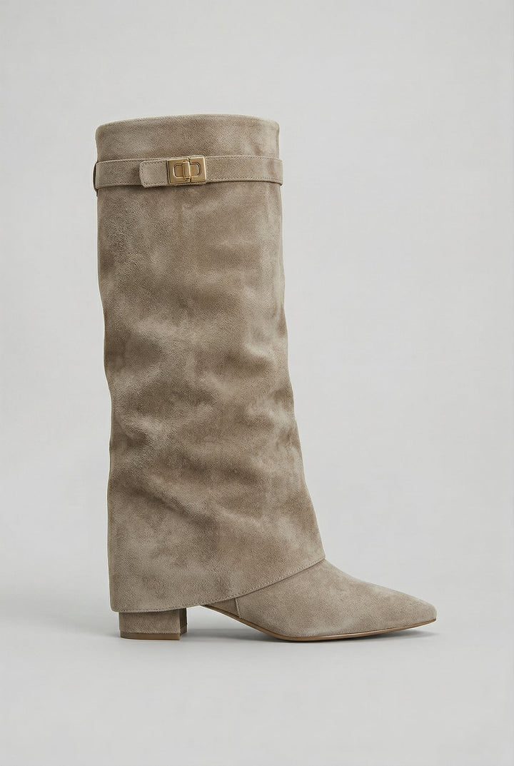 Damen Knielange Stiefel mit Blockabsatz