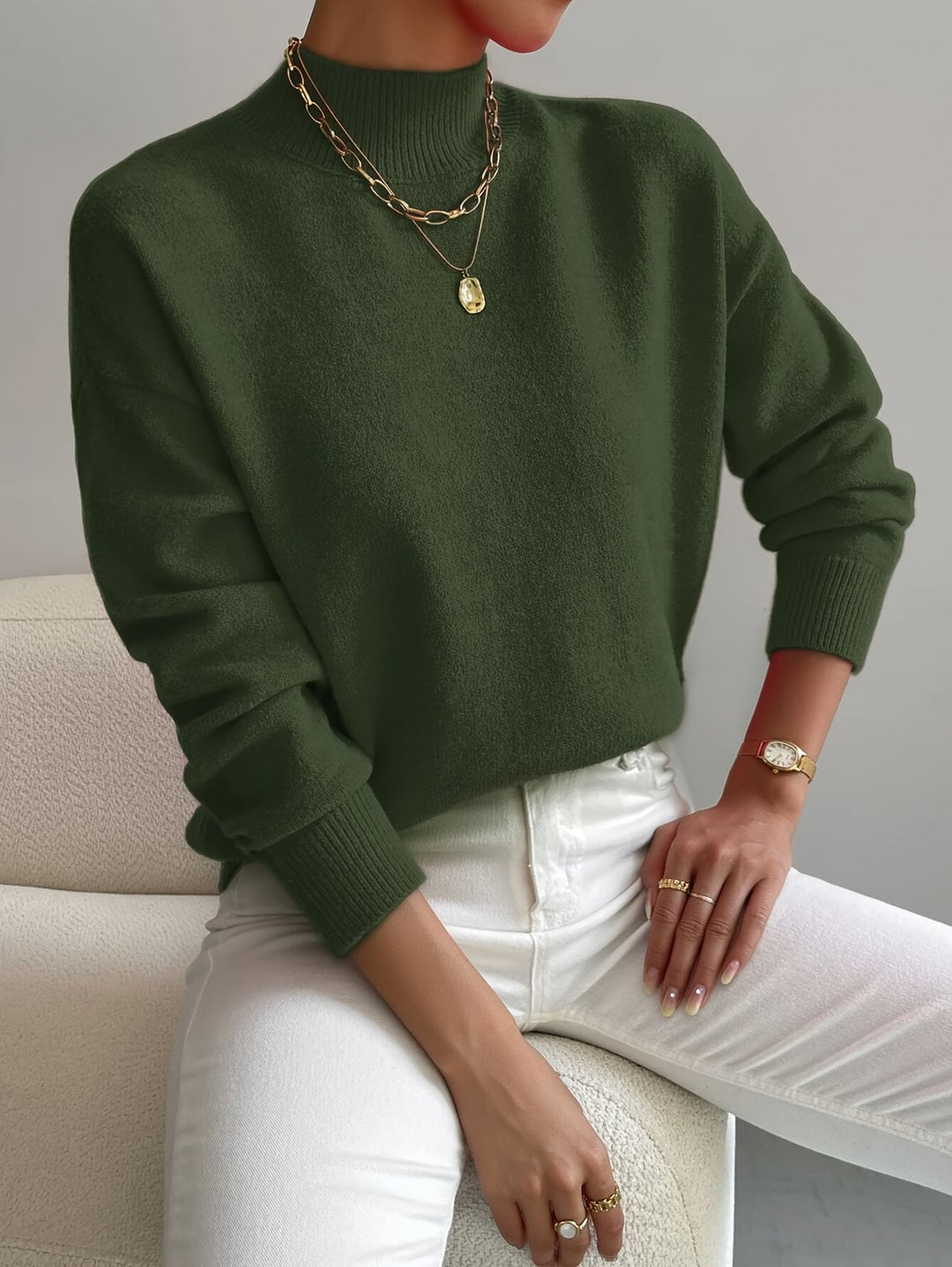 Damen Oversized Pullover mit Stehkragen