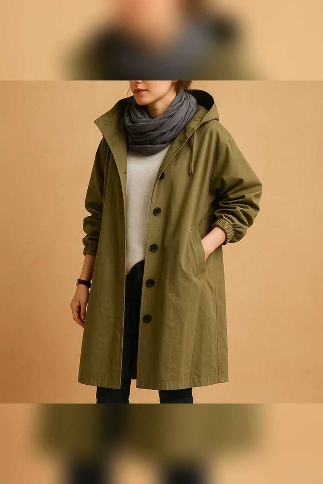 Damen Regenjacke mit Übergroßer Kapuze
