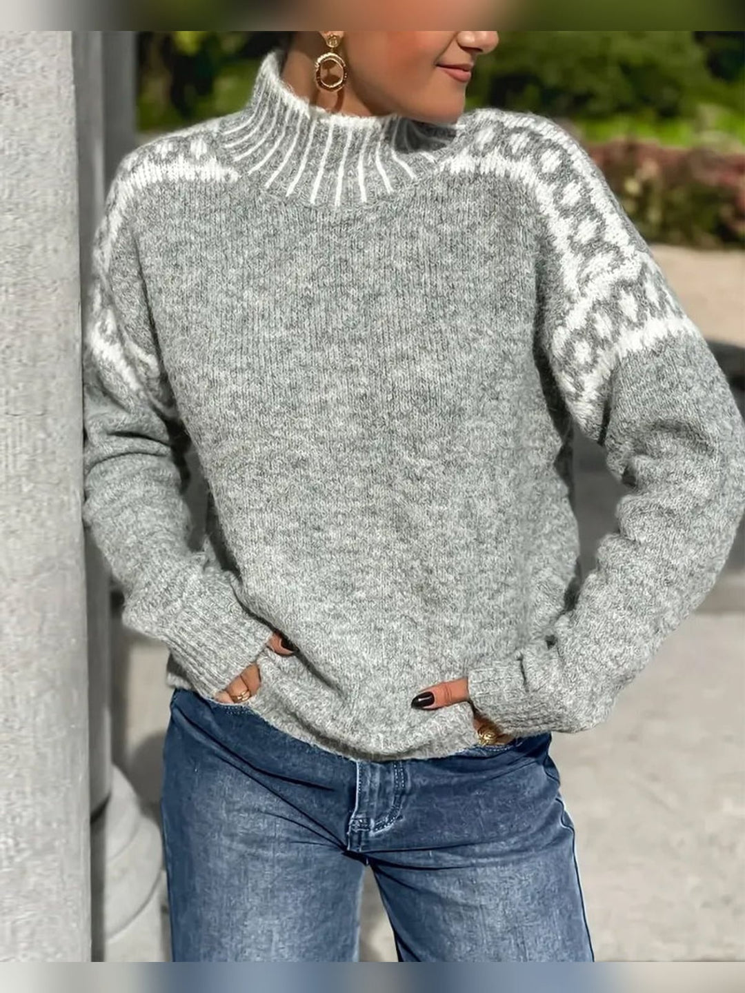 Damen Relaxed Fit Waffle Pullover