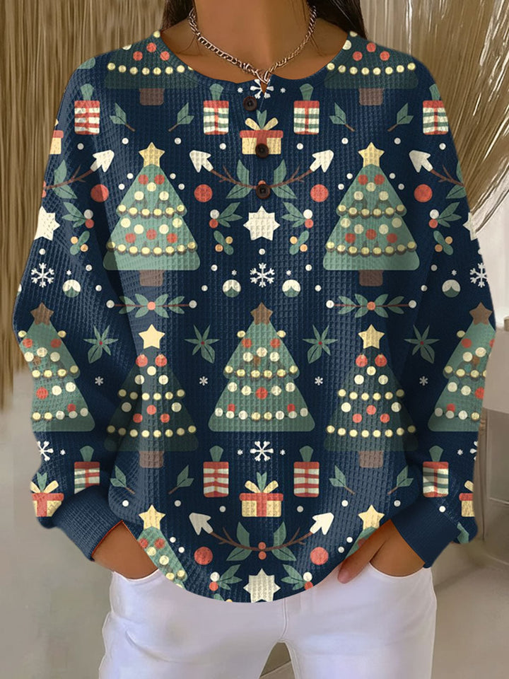 Damen Relaxed Fit Waffle Pullover