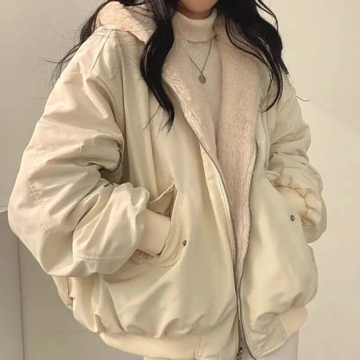 Damen Winterjacke Oversized mit Sherpa-Futter