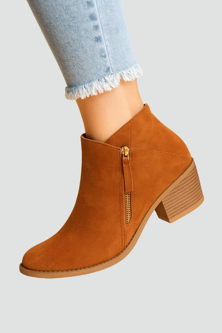 Orthopädische Stiefeletten für Damen mit Seitenreißverschluss und Blockabsatz