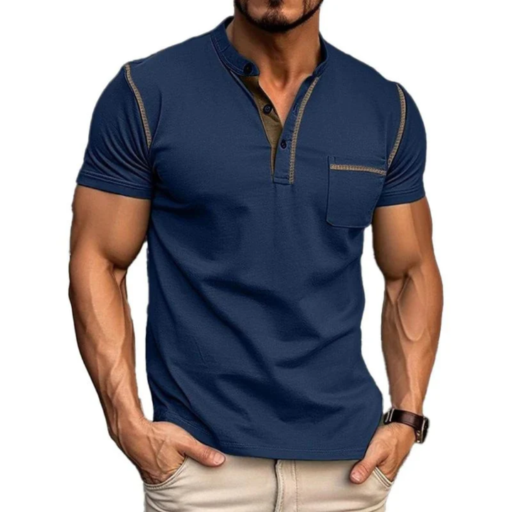 Dennis | Herren Henley Shirt Mit Kontrast Casual