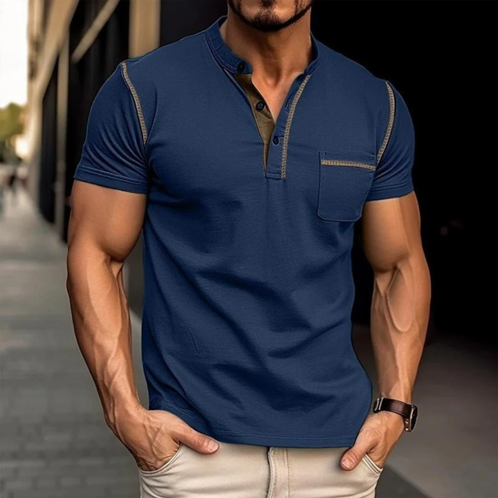 Dennis | Herren Henley Shirt Mit Kontrast Casual