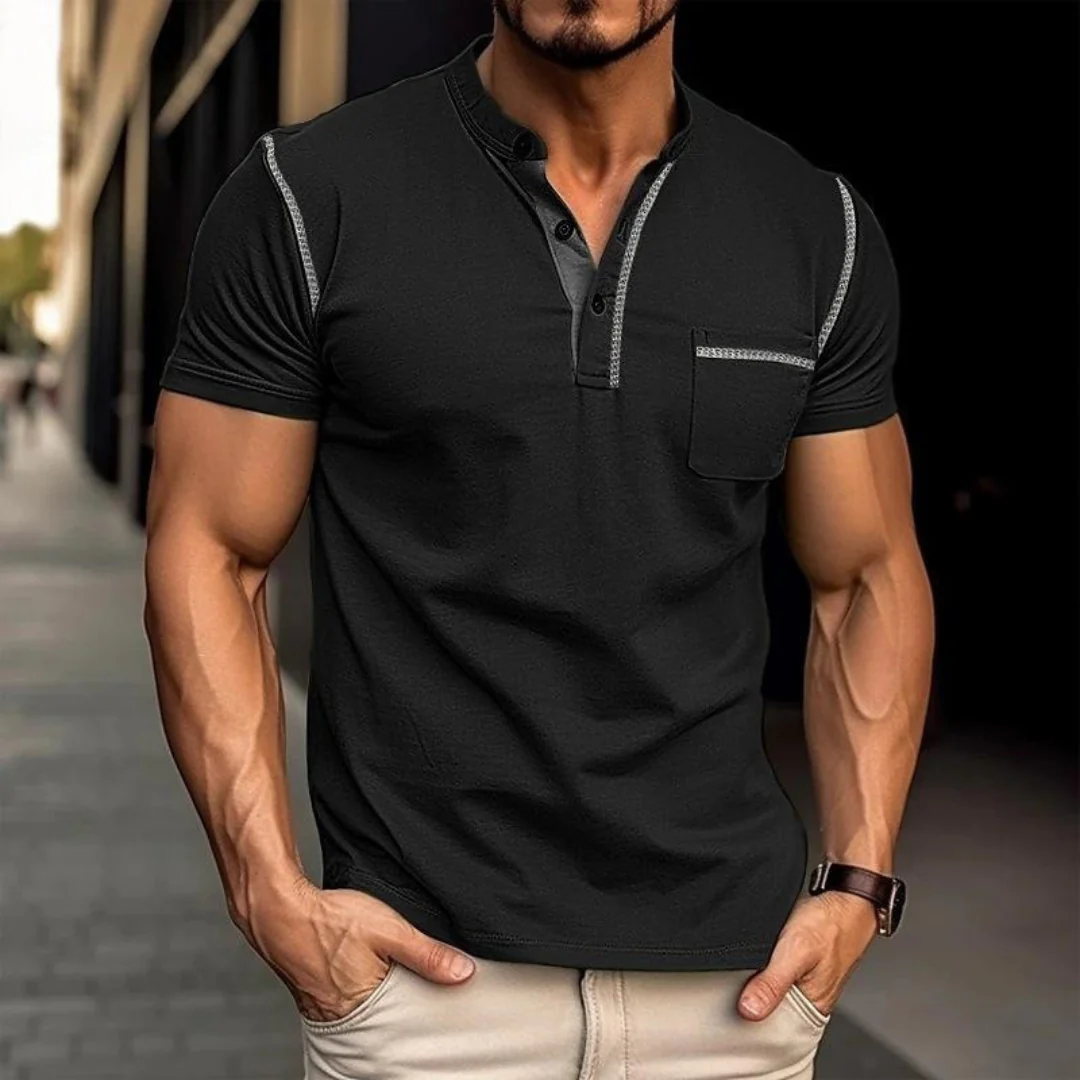 Dennis | Herren Henley Shirt Mit Kontrast Casual