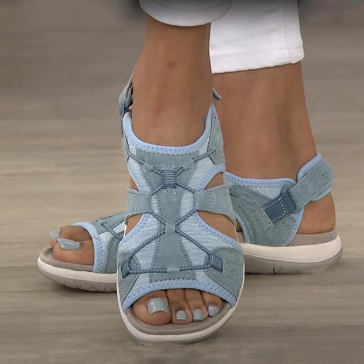 Heidi - Damen Sandalen mit Klettverschluss und Mesh-Einsätzen