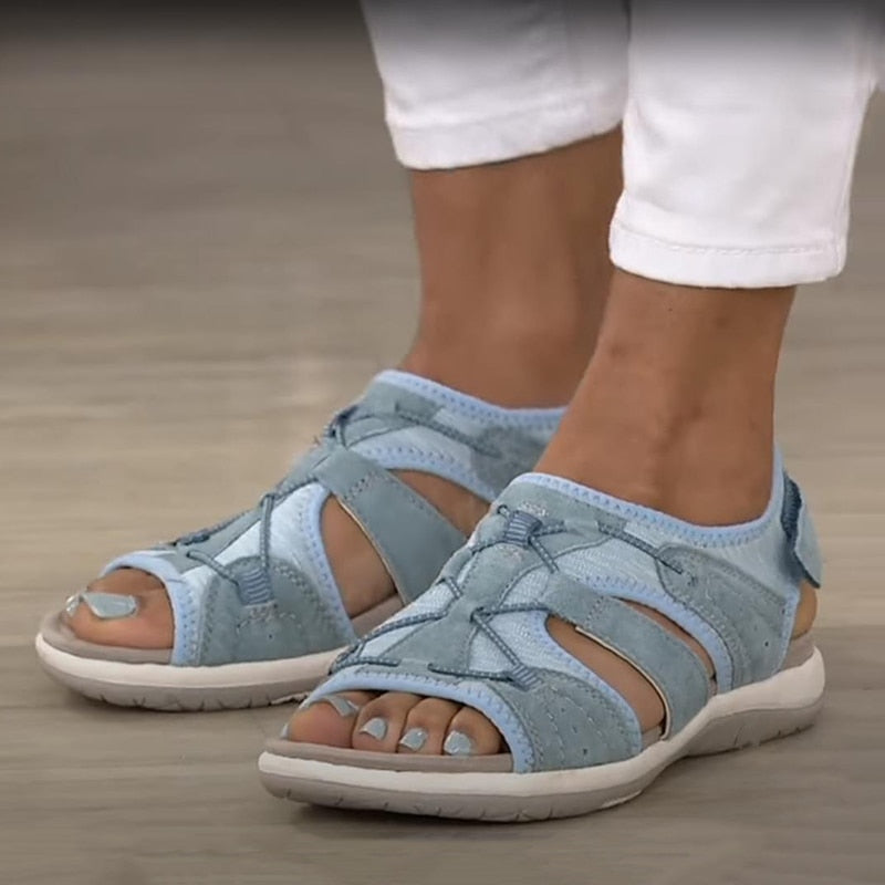 Heidi - Damen Sandalen mit Klettverschluss und Mesh-Einsätzen