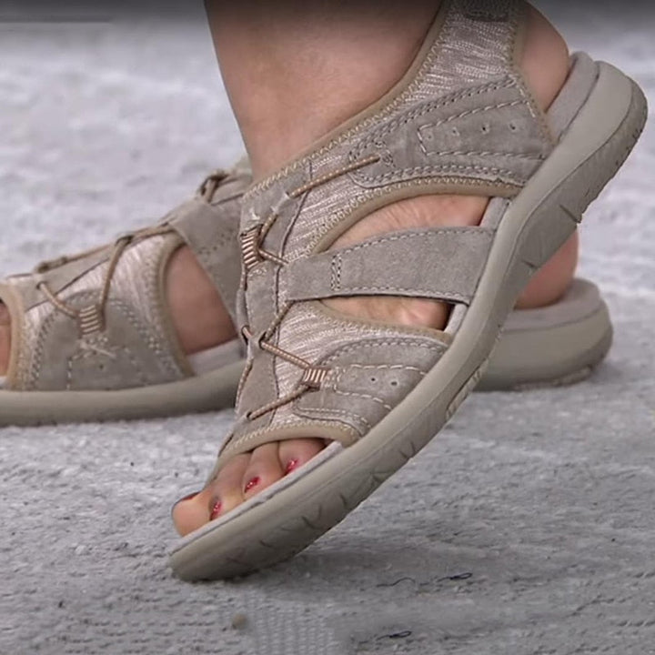 Heidi - Damen Sandalen mit Klettverschluss und Mesh-Einsätzen
