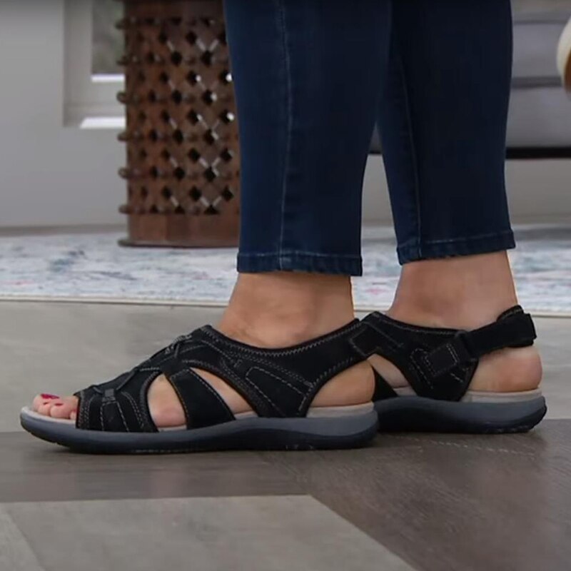 Heidi - Damen Sandalen mit Klettverschluss und Mesh-Einsätzen