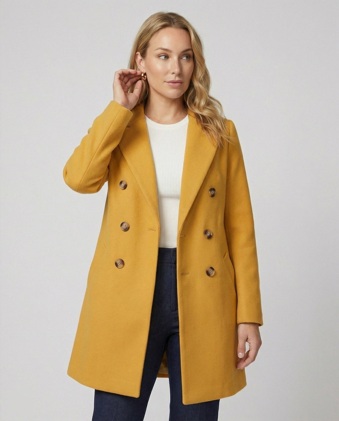 Flavie | Damen Doppelreihiger Wollmantel