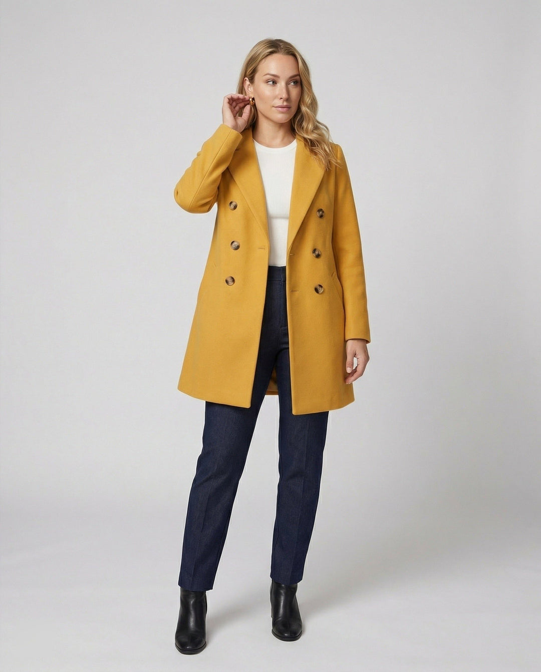Flavie | Damen Doppelreihiger Wollmantel