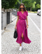 Lange Wickelkleid für Frauen | Tailliertes Design | Punkte-Muster