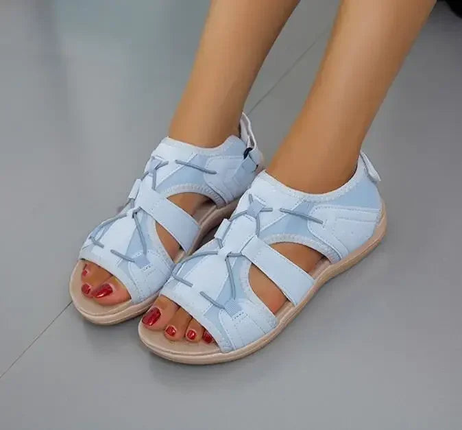 Heidi - Damen Sandalen mit Klettverschluss und Mesh-Einsätzen
