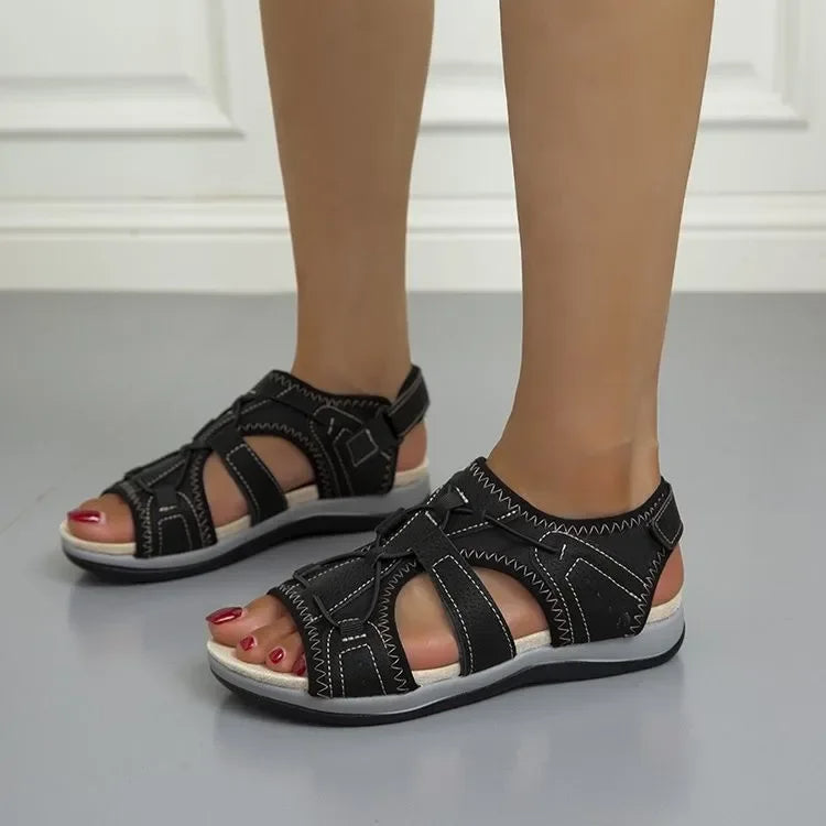 Heidi - Damen Sandalen mit Klettverschluss und Mesh-Einsätzen