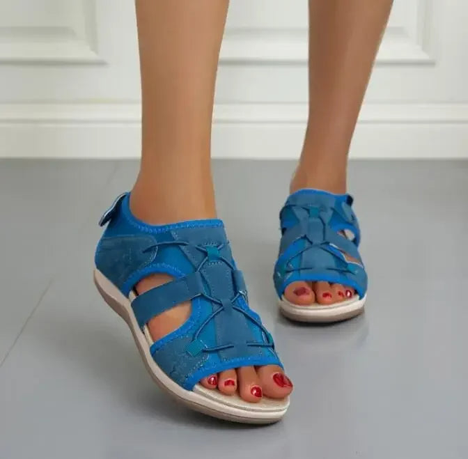 Heidi - Damen Sandalen mit Klettverschluss und Mesh-Einsätzen