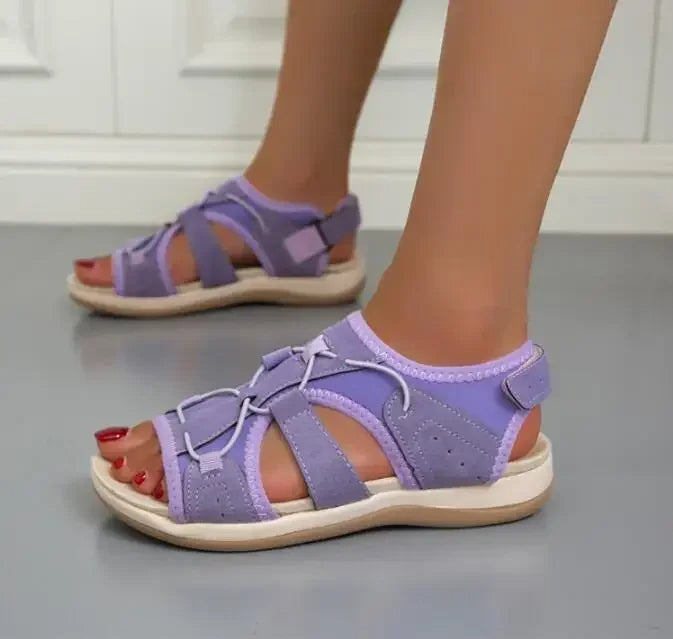 Heidi - Damen Sandalen mit Klettverschluss und Mesh-Einsätzen
