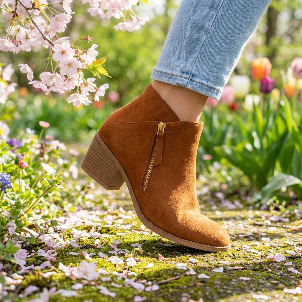 Orthopädische Stiefeletten für Damen mit Seitenreißverschluss und Blockabsatz