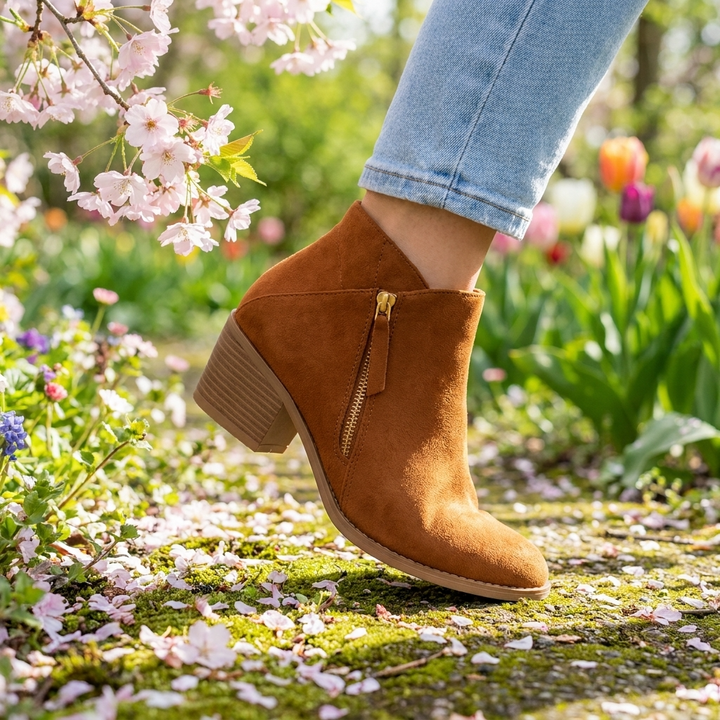 Orthopädische Stiefeletten für Damen mit Seitenreißverschluss und Blockabsatz