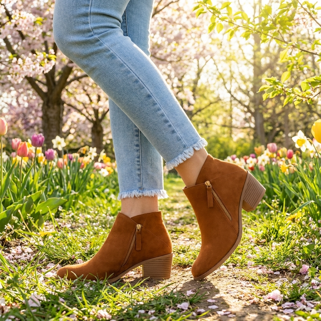 Orthopädische Stiefeletten für Damen mit Seitenreißverschluss und Blockabsatz