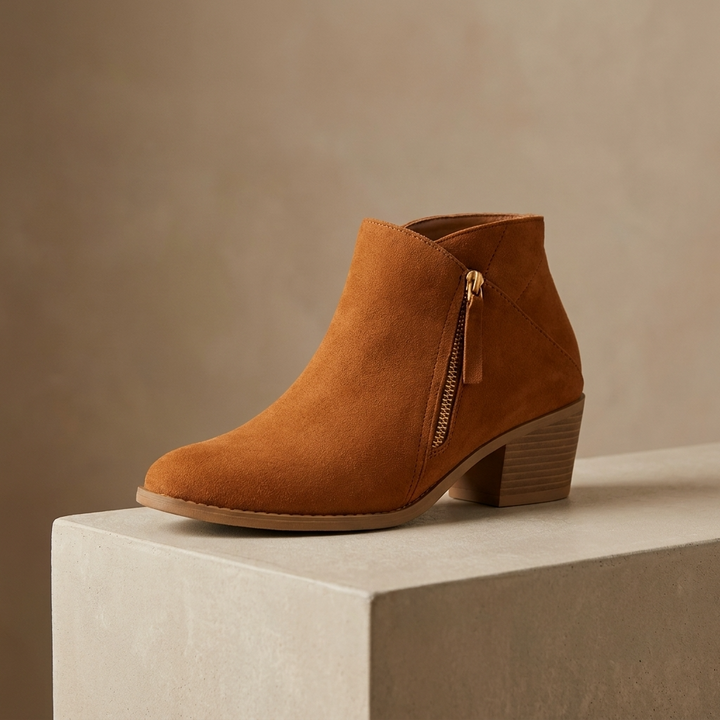 Orthopädische Stiefeletten für Damen mit Seitenreißverschluss und Blockabsatz