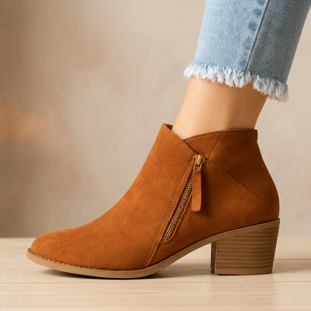 Orthopädische Stiefeletten für Damen mit Seitenreißverschluss und Blockabsatz