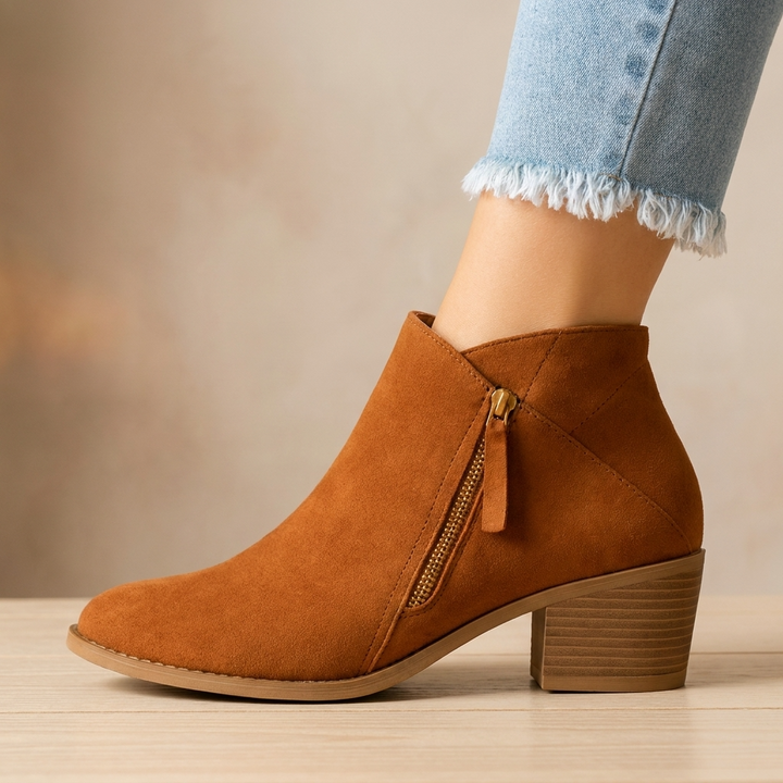 Orthopädische Stiefeletten für Damen mit Seitenreißverschluss und Blockabsatz