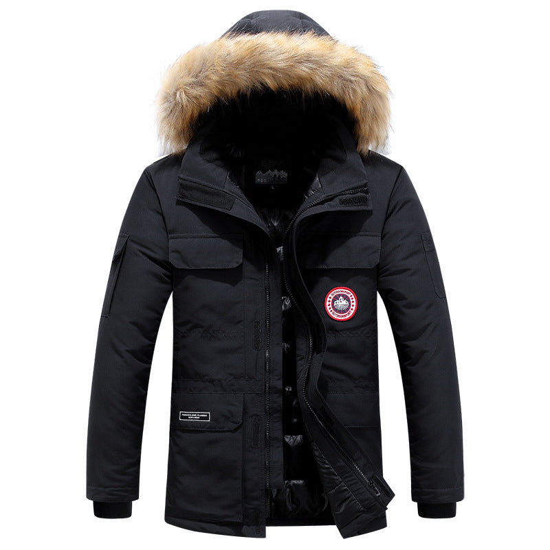 Dravund | Herren Winterjacke Gefütterte Parka mit Fellkapuze