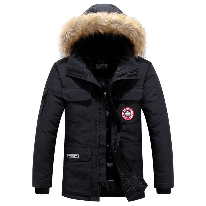 Dravund | Herren Winterjacke Gefütterte Parka mit Fellkapuze