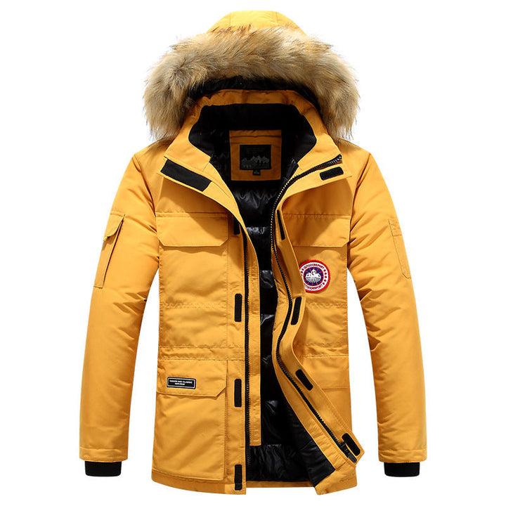 Dravund | Herren Winterjacke Gefütterte Parka mit Fellkapuze