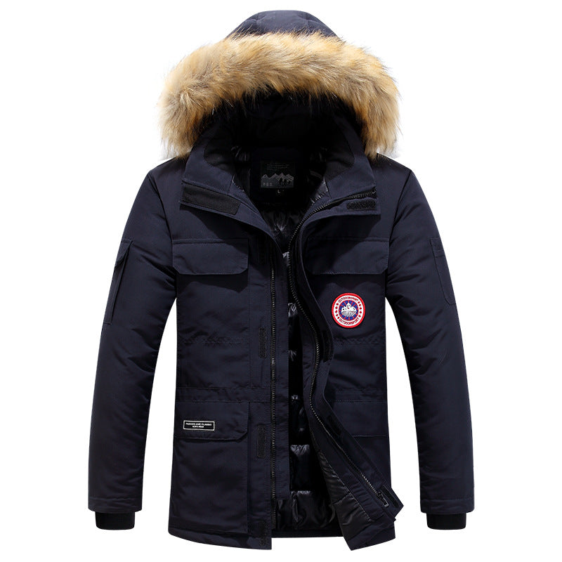 Dravund | Herren Winterjacke Gefütterte Parka mit Fellkapuze