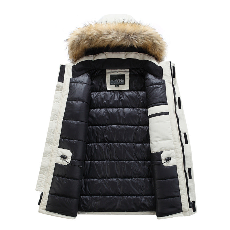 Dravund | Herren Winterjacke Gefütterte Parka mit Fellkapuze