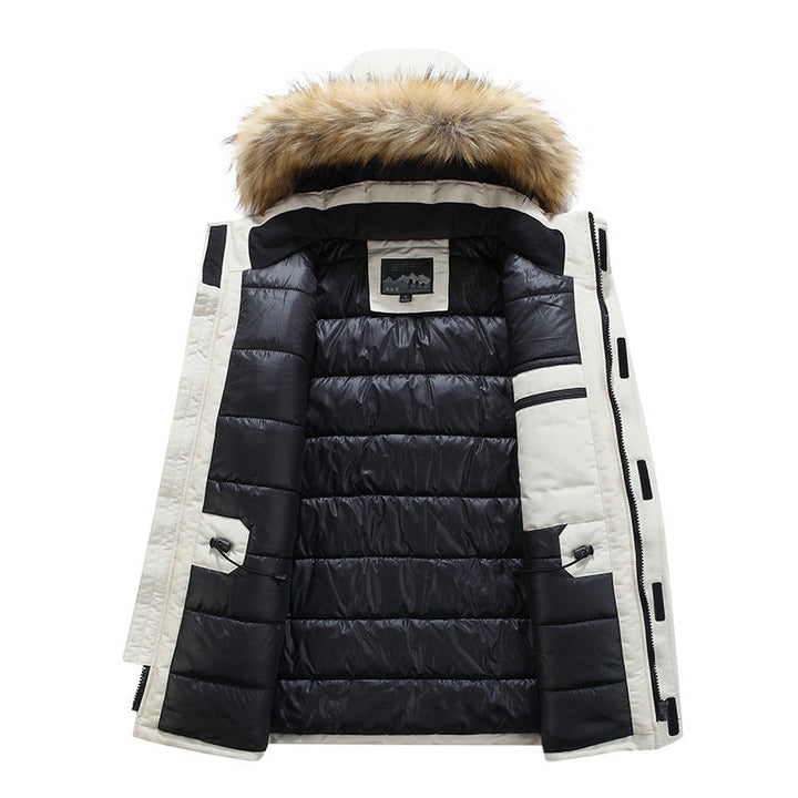 Dravund | Herren Winterjacke Gefütterte Parka mit Fellkapuze
