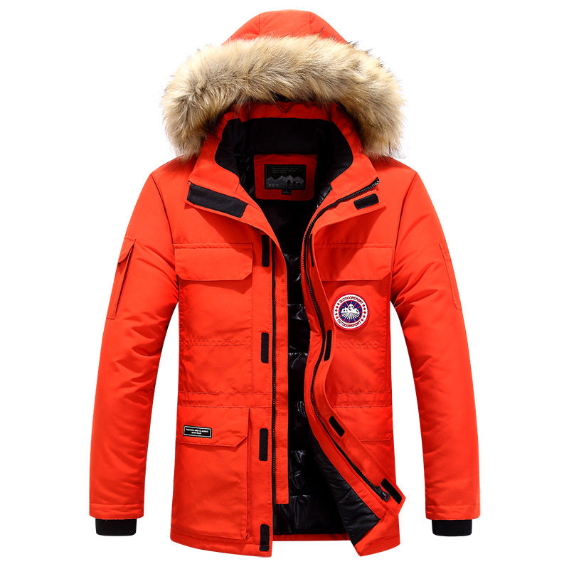 Dravund | Herren Winterjacke Gefütterte Parka mit Fellkapuze