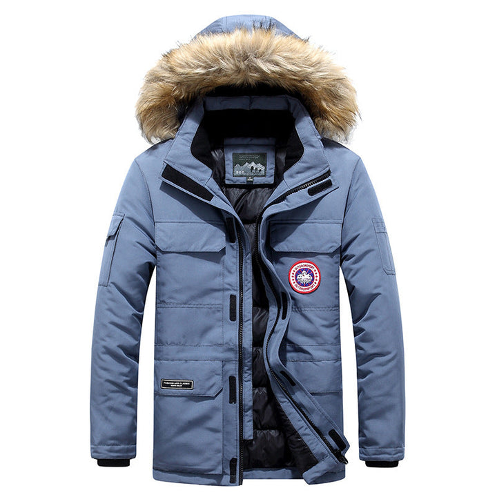 Dravund | Herren Winterjacke Gefütterte Parka mit Fellkapuze