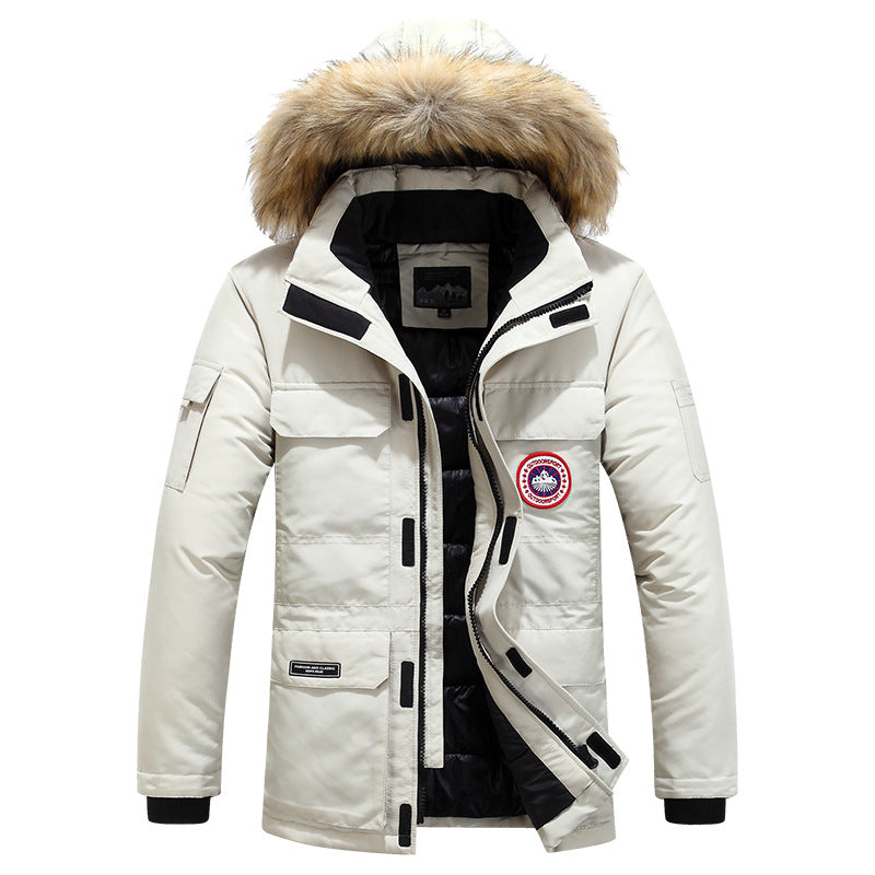Dravund | Herren Winterjacke Gefütterte Parka mit Fellkapuze
