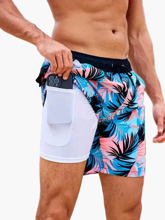 Herren-Badeshorts mit Kompressions- und schnell trocknendem Stoff