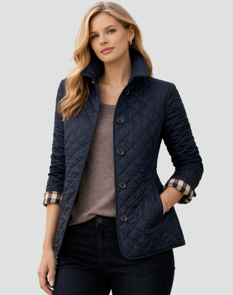 Übergangsjacke Damen Regular Fit Mit Steppung, Kragen und Knöpfen