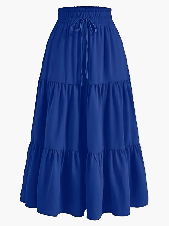 Damenrock mit Smockbund Eleganter Alltagsstil Midi Volantrock