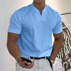Herren Stehkragen Kurzarm Poloshirt