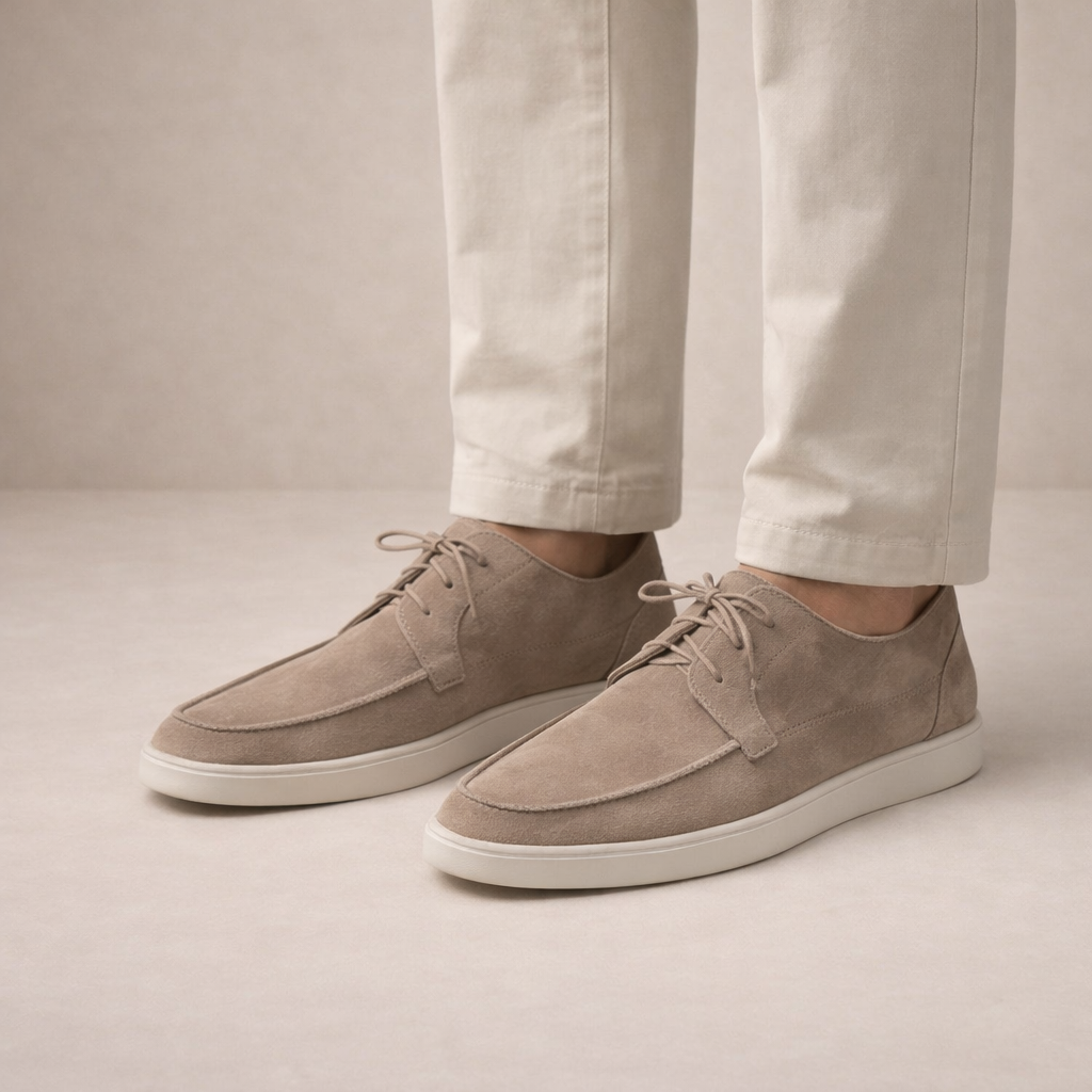 Loafers Wildleder Herren Regular Fit Leder Schnürung Geschlossene Spitze