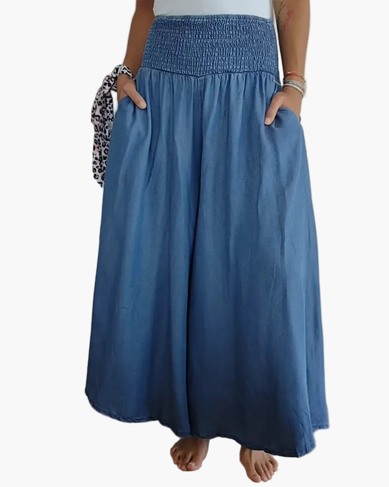 Damen Weite Hose Rock Eleganter Boho-Stil mit Hoher Taille und Weiten Beinen – Perfekt für Alltag und Urlaub