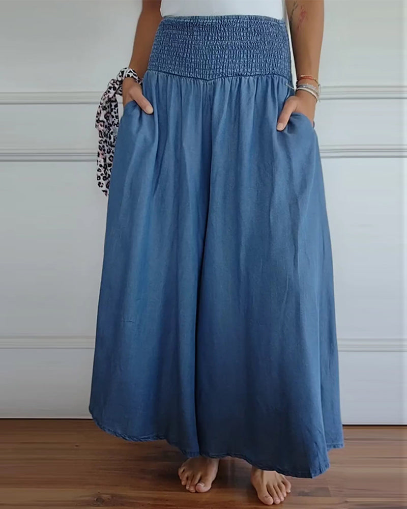 Damen Weite Hose Rock Eleganter Boho-Stil mit Hoher Taille und Weiten Beinen – Perfekt für Alltag und Urlaub
