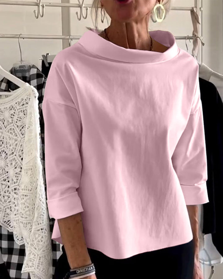 Damenbluse mit Wasserfallkragen 3/4-Arm