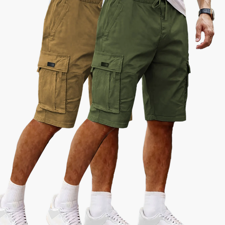 Herren-Cargoshorts im 2er-Pack mit Taschen, bequeme Passform