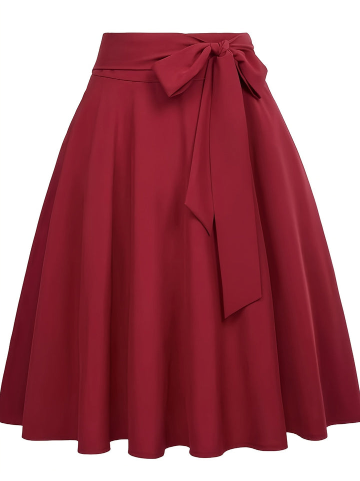 Damen A-Linien Rock Chic mit Taillengürtel und Tasche für Alltag und Fest