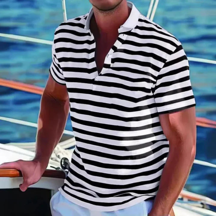 Retro gestreiftes Poloshirt für Männer